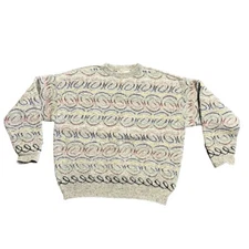 W.D & Co Sweater Men Large Multicolor Abstract Knit Pullover Hand Loomed England