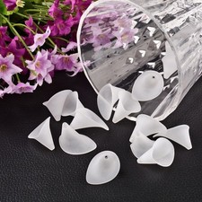 20pcs White Frosted Acrylic Beads Calla Lily Flower DIY Pendant Craft 25x15x19mm