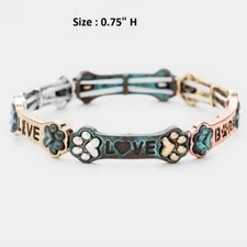 Dog Bone Heart Love Paw Stretch Link Bracelet Bangle Charm