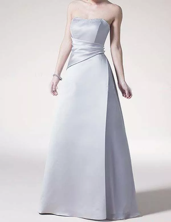 Silver satin ball gown discount
