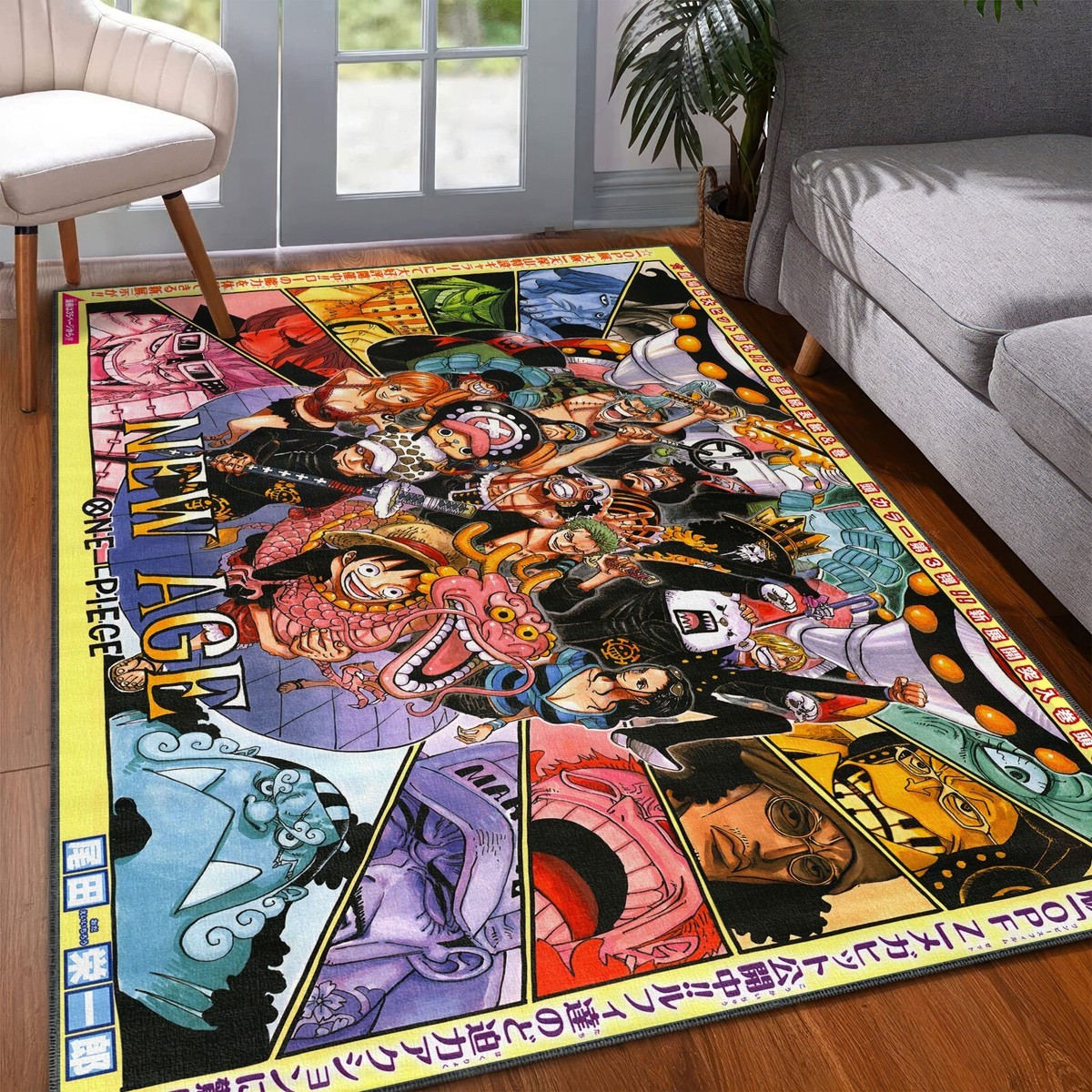 ONE PIECE Rug ドン!! ラグ マット One Piece New Age Cover Area Rug, Monkey D Luffy Colorful Carpet