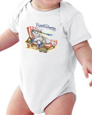 Infant Creeper Bodysuit One Piece T Shirt Beach Princess Kitten Kitty Cat K 687 Ebay