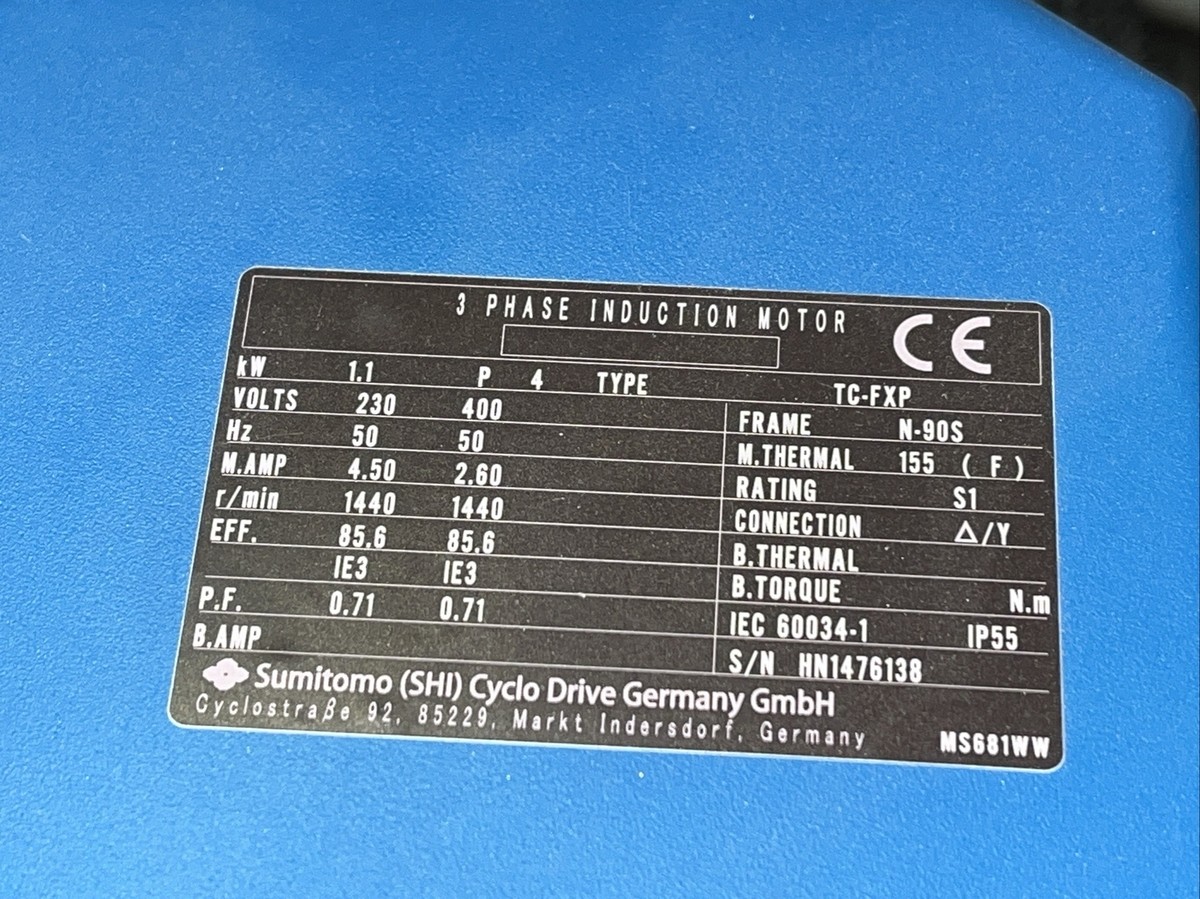 NEW- SUMITOMO TC-FXP Cyclodrive 3 Phase Induction Motor IEC 60034