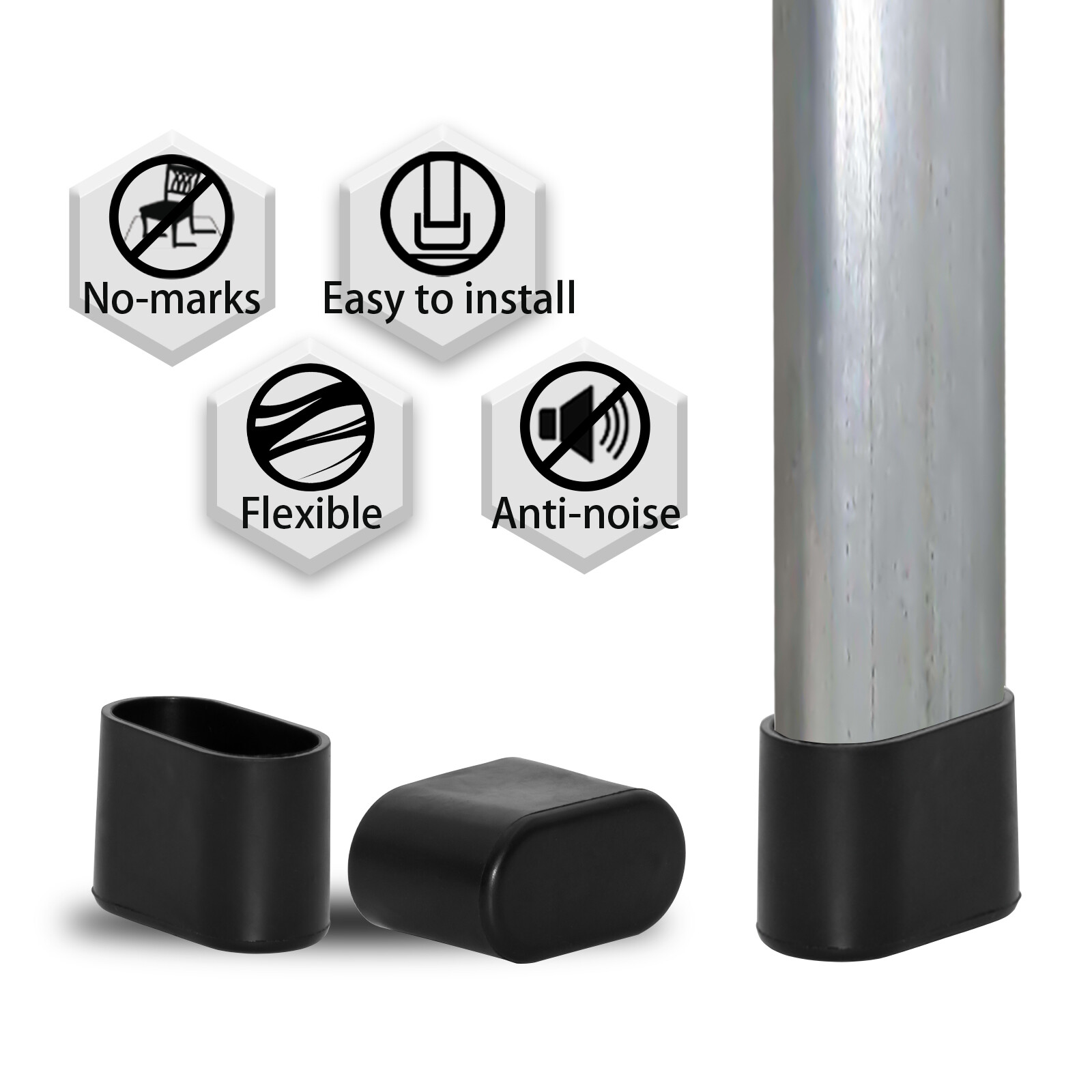 10PCS Oval PVC Patio Chair Leg Cover Nonscratch Tube End Cap