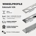 Fliesenschiene Edelstahl Fliesenprofil Abschlussprofile H2-30mm L 2,5 m / 250 cm