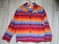 Coldwater Creek Petite Multi Color Striped Button Front Jacket Size PM