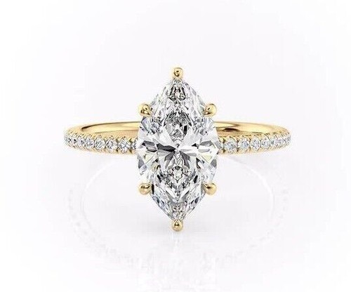 Bague Fiançailles Trois Pierres Moissanite - 3,26 Ct Coupe Asscher - Plaqué Or Blanc 14 Carats