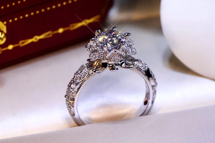 Moissanite flower engagement ring deals