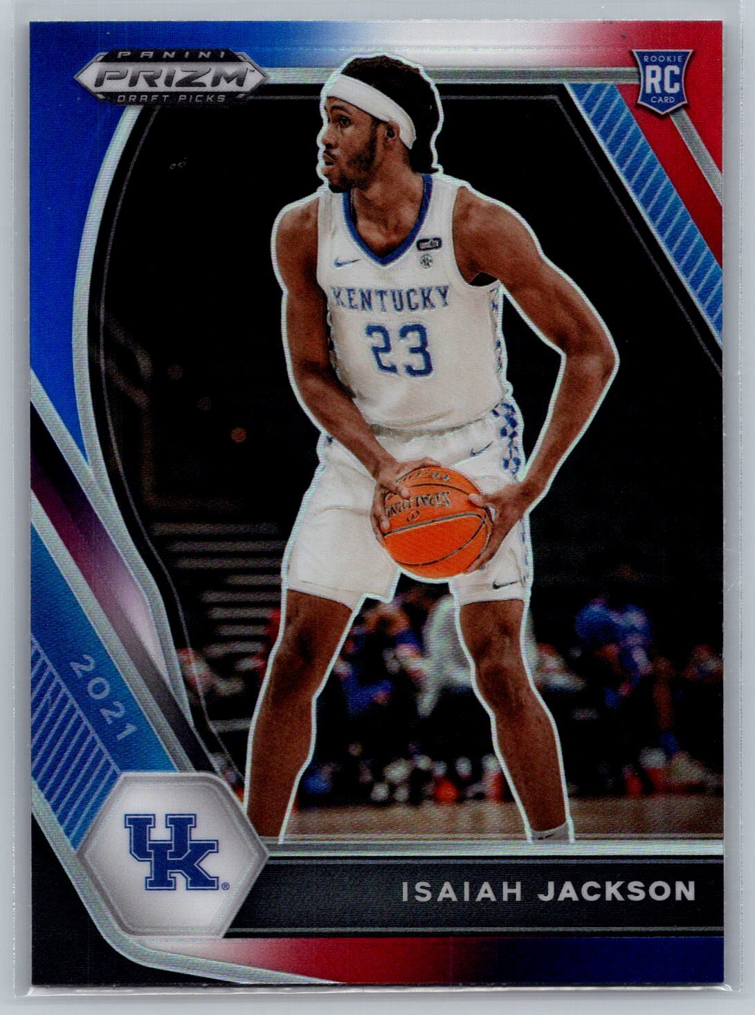 2021 Panini Prizm Draft Picks Red/White/Blue Prizm #16 Isaiah Jackson RC UK VAR