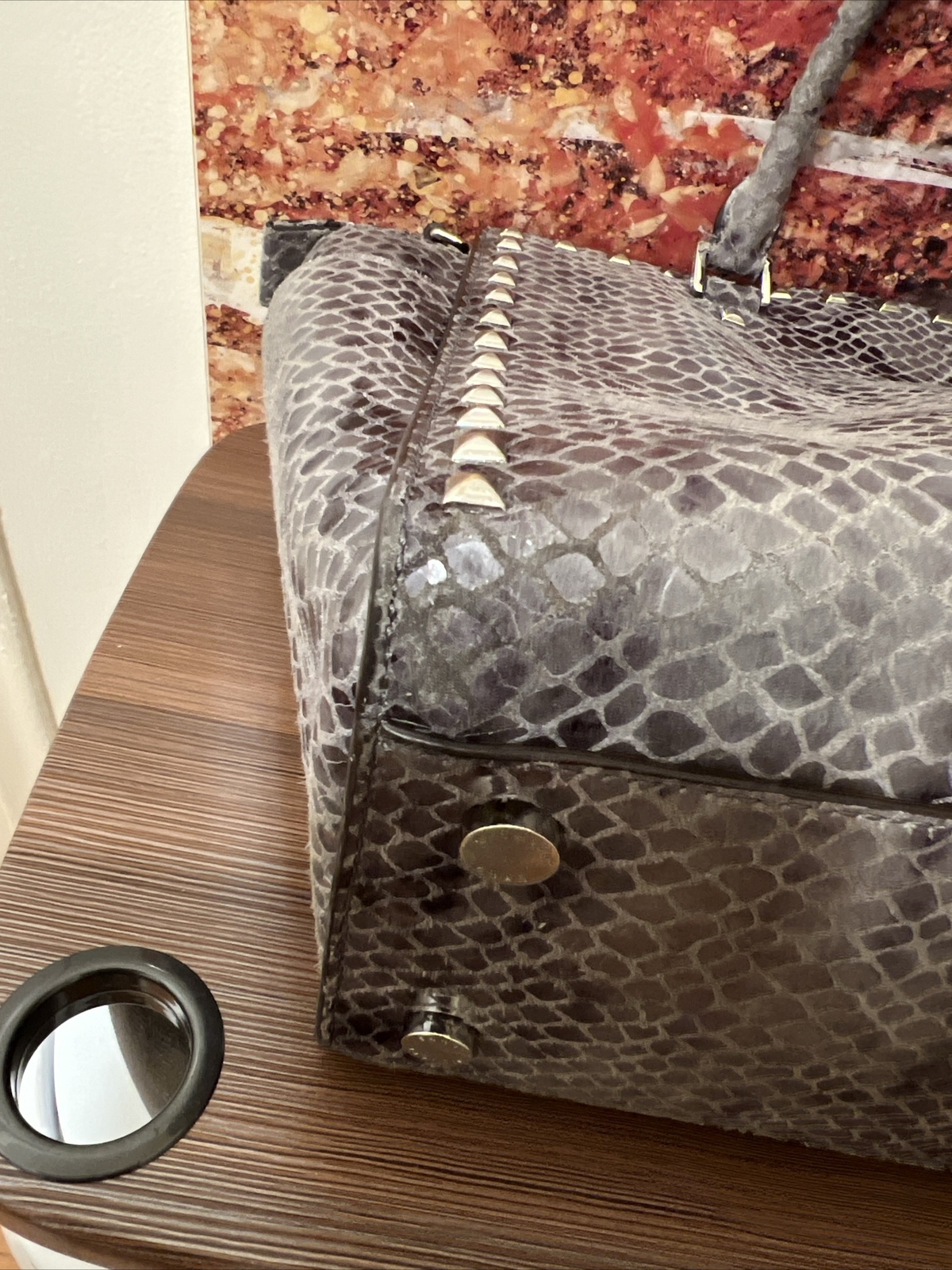 Michael Kors Selma Stud Gray Python Embossed Larg… - image 15