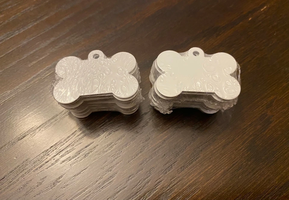MARYJOSHOPAHOLIC Gloss White Aluminum Dye Sublimation Dog Bone Pet Tag Blanks - 100PCs