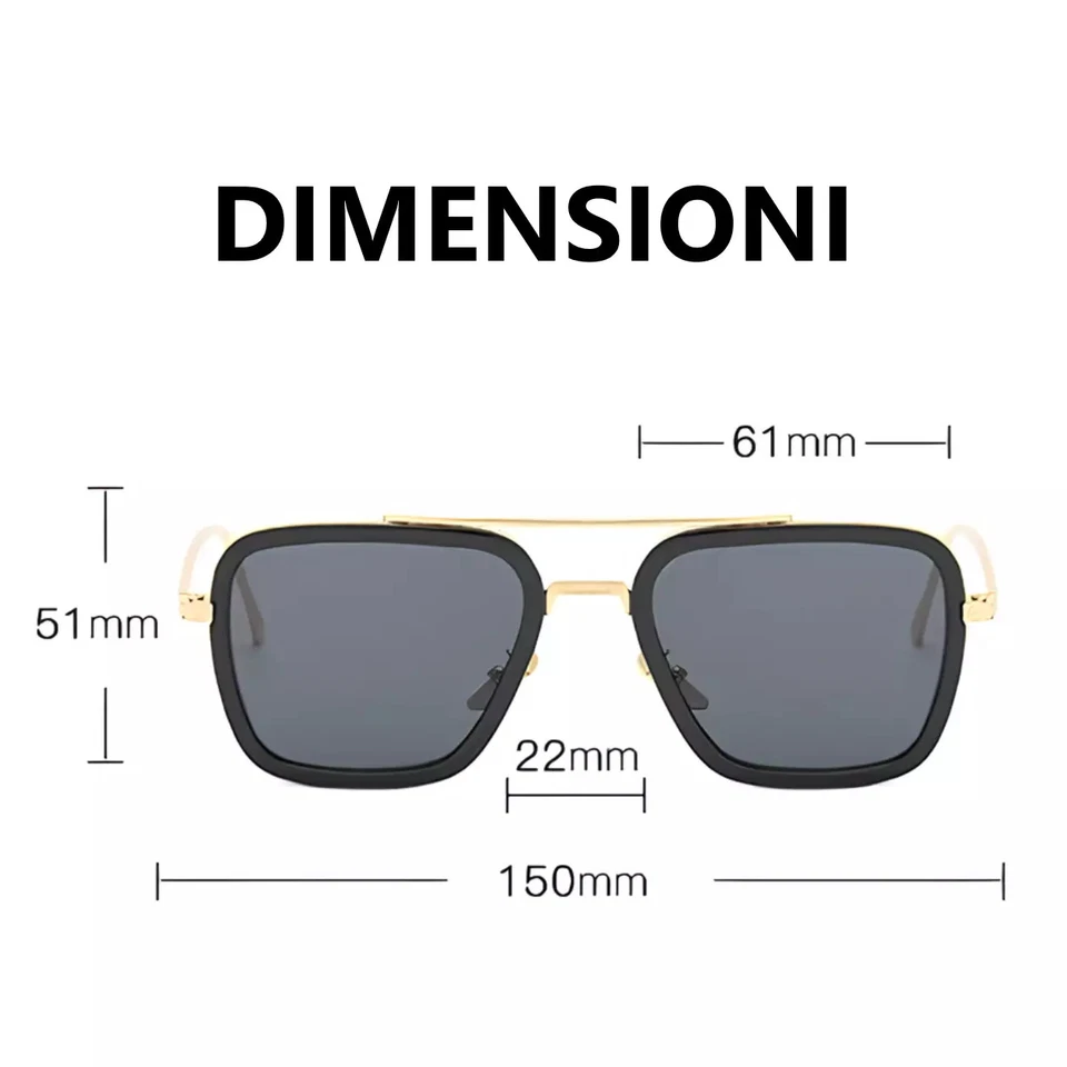 OCCHIALI DA SOLE UOMO TONY STARK IRON MAN OCCHIALI RETRO STEAMPUNK VINTAGE VIP - Immagine 4 di 4
