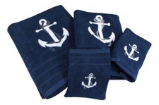 Maritim Handtuch Badetuch Waschhandschuh Gästetuch Anker blau