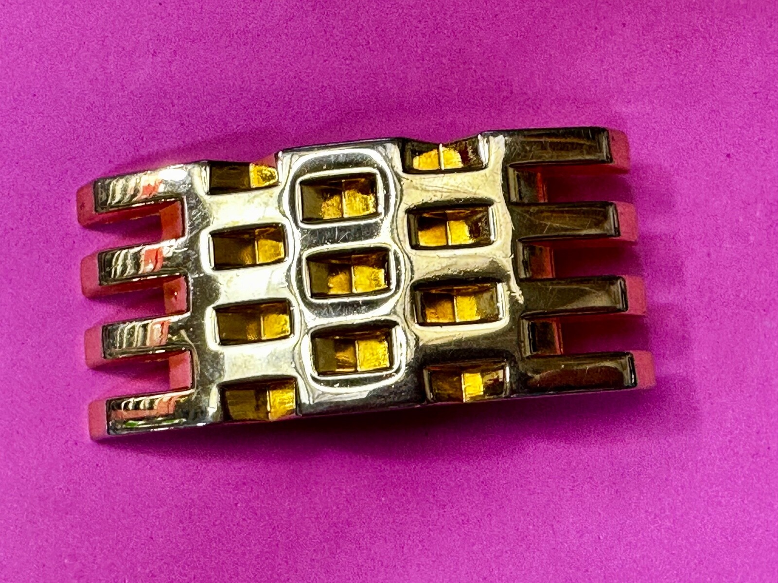 Retro Chunky Statement Bar Pattern Large Gold Ton… - image 13