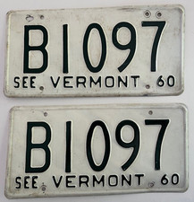 1960 Vermont License Plate PAIR Ford Galaxie Falcon Pontiac Tempest Chevrolet