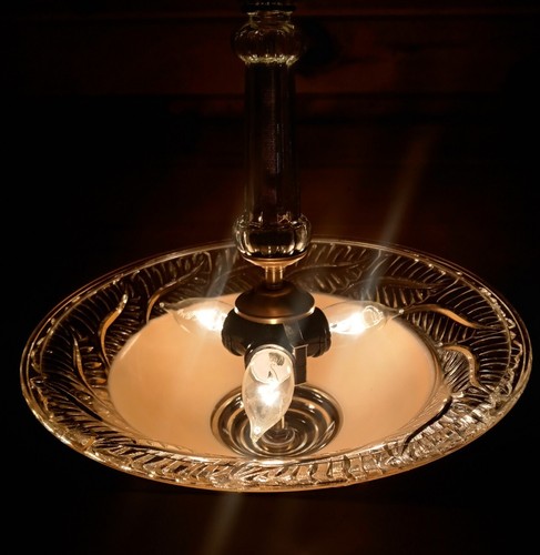 Antique/Vtg 1930s-40s Art Deco Nouveau Chandelier Glass Ceiling Light Fixture - Picture 6 of 24
