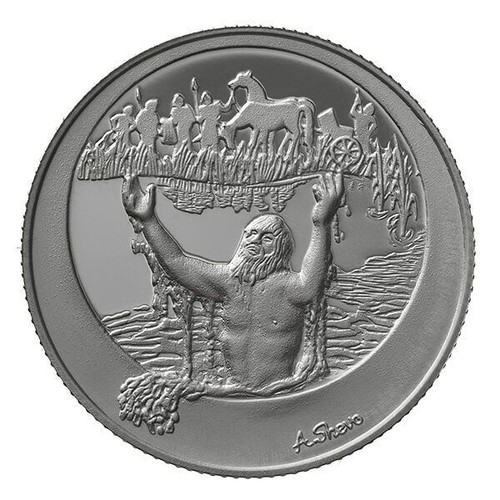 Healing of Na'aman in the Jordan River Silver Israel Medal Bible - Afbeelding 1 van 2