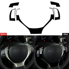 5Pcs Glossy Piano Black Steering Wheel Panel Cover Trim For Lexus GS GS350 12-20