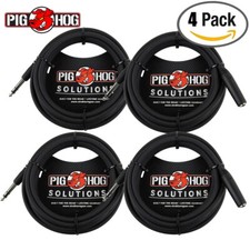 4-PACK Pig Hog PHX14-25 1/4" TRSF to 1/4" TRSM Headphone Ext. Cable 25 Feet