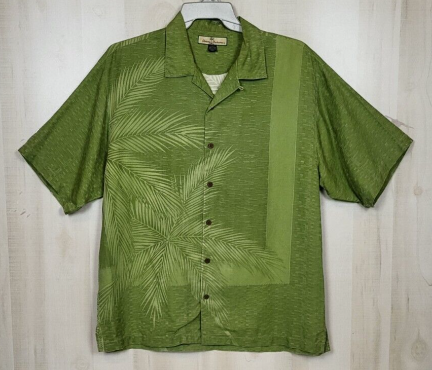 Tommy Bahama Mens Size Large Green Silk Palm Leaves Jacquard Short