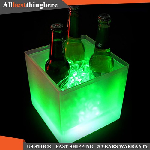 Cubo de hielo con luz LED de 6 colores champán vino bebida cerveza enfriador de hielo bar fiesta 3,5 L - Imagen 8 de 12