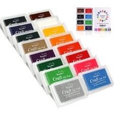 Finger Ink Pads for Kids Washable Craft Ink Stamp Pads, 16 Color DIY for Rubb...