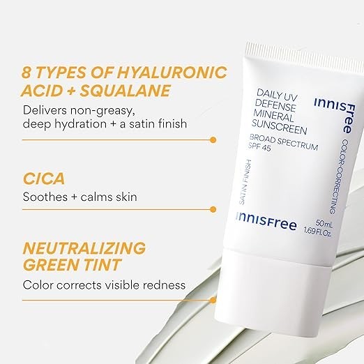 Innisfree Daily UV Defense Mineral Sunscreen SPF 45 - 1.69 oz NIB *EXP 03/2026*