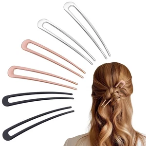 Lusofie 6Pcs Metal U Shaped Hair Pins Hair Sticks French Hair Pin Hair Fork R... - Picture 1 of 7
