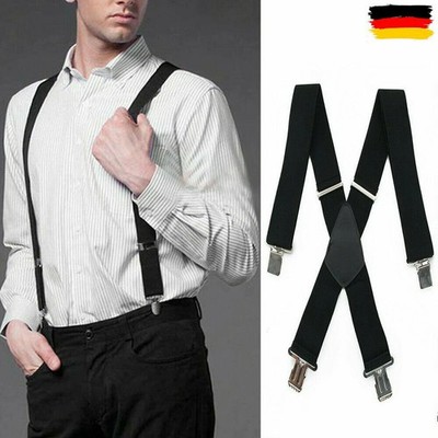 Hosenträger starke 50mm Damen Herren Extra Breit Hosen X-Form mit 4Clip Krallen