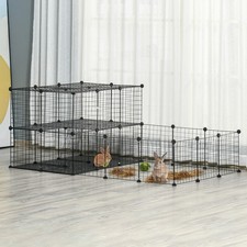 Pet Playpen Cage Small Animals, Modular Gates, Hamsters, Cats, Ferrets, Black