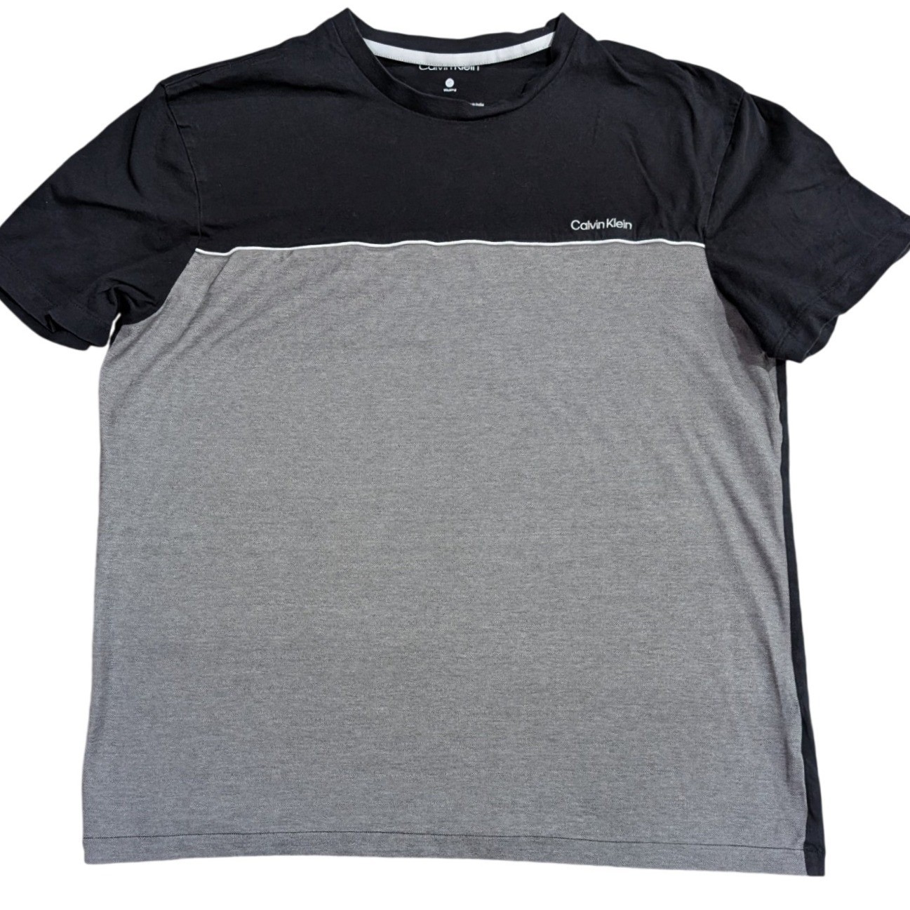 Calvin Klein Men's Black Gray Color Block T Shirt Crew Neck Short Sleeve
