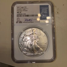 2021 Heraldic Eagle T-1 First Day Of Issue NGC MS70 Rhett Jeppson Signed