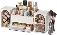 Modular Makeup Organizer Clear Acrylic Cosmetic Storage Box with Drawer Vanity