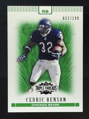 Cedric Benson 32/199 Emerald Jersey Number Match 2007 Topps Triple Threads