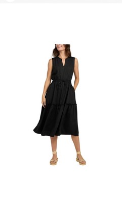 ladies black midi dresses Marcella | Ashley Sleeveless Dress in Off White | Women's Size Large | Ponte