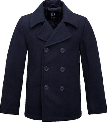 Brandit Herren Jacke Pea Coat Wintermantel Cabanjacke Doppelreihe Knöpfe Navy 