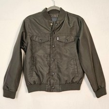 Levi's Jacket Boys 10-12 Green Snap Front Bomber Lined Polyester Casual