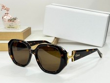 Chloe CH0236S Unisex Hexagon Sunglasses Tortoise Frame Brown Lens 56  19-140