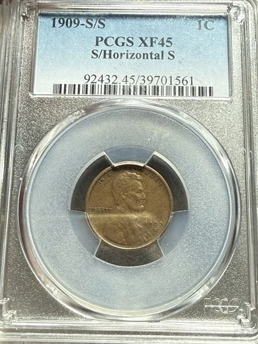 1909-S/S Horizontal S Lincoln Wheat Cent Penny PCGS Xf45 Brown Grain