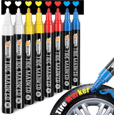 Tire Marker White Red Yellow Blue - 8 Pack Paint Pens for Car Tires Lettering, P