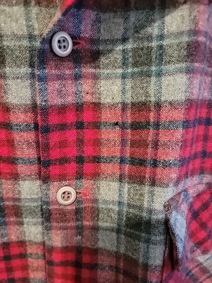 Camisa de Tablero Pendleton De Colección Cuello Lazo Para Hombre XXL 100% Lana Hecha en EE. UU. Gris Rojo Foto 2 de 4