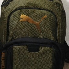 PUMA Green Black Backpack Zip Pockets Adjustable Shoulder Strap