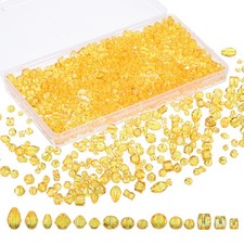 Glass Beads, 1200 Pcs Assorted Crystal Beads with Container Box, Gold Tone