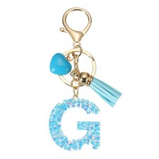 Alphabet Initial Letter Keychain Resin Cute Keychains with Letter g Pendant Blue