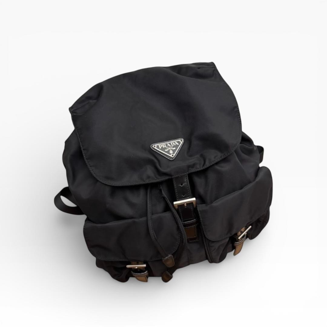 PRADA VELA Nylon Backpack Black Triangular Logo U… - image 2