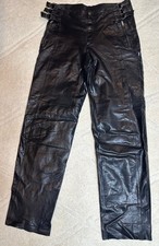 Vintage Pelle Pelle Marc Buchanan Men  s Black Leather Raw Hem Pants Size 32