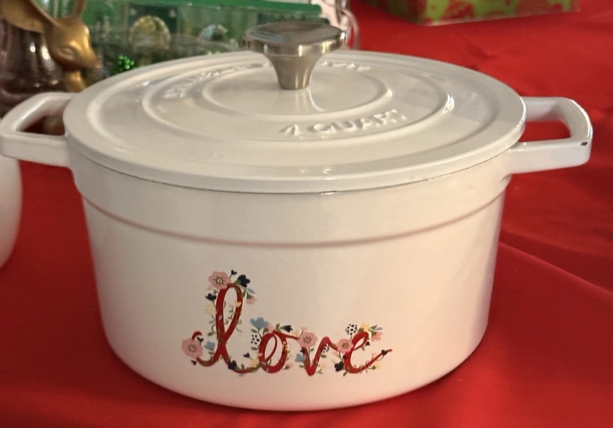 Martha Stewart 4-Qt Enameled Cast Iron LOVE with Flowers Dutch Oven