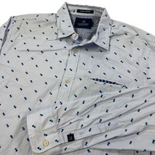 Scotch Soda Shirt Mens Large Blue Button Up Everyday Holiday Geometric Pattern
