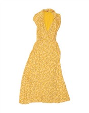VINTAGE Womens Maxi Dress UK 12 Medium Yellow Floral BU04