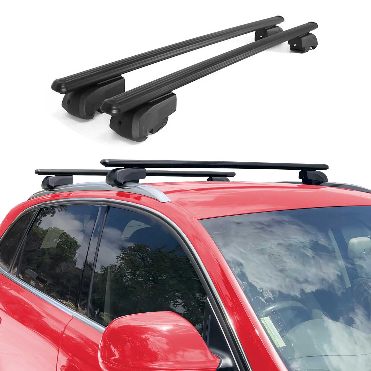 For Maserati Levante 17-24 OMAC Black Flush-Mounted Roof Rails Cross Bars